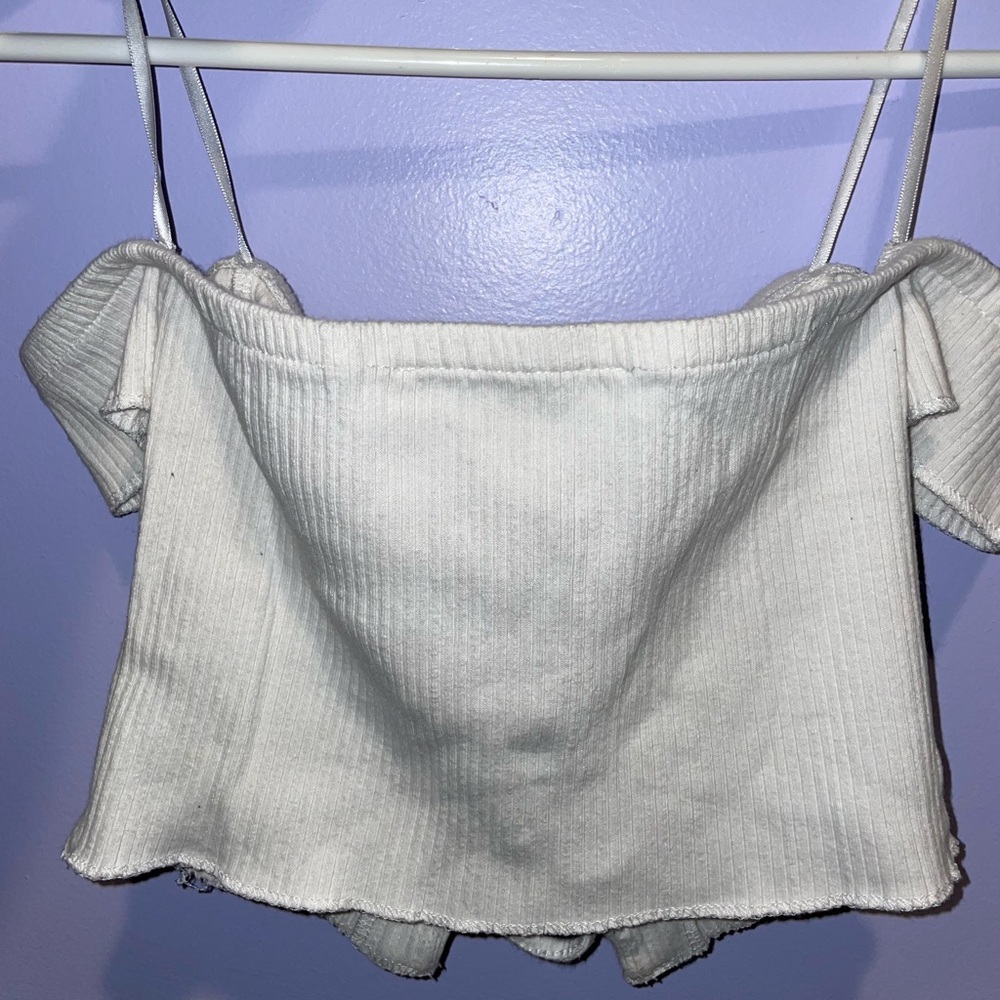 Forever 21 Women’s Small - White Lace Up Crop Top - Tube Top Fit NWOT - Picture 6 of 8